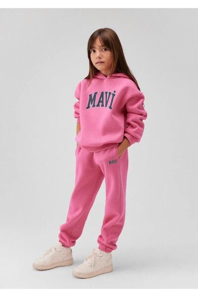 MAVİ LOGO BASKILI EŞOFMAN ALTI KIZ ÇOCUK EŞOFMAN ALTI