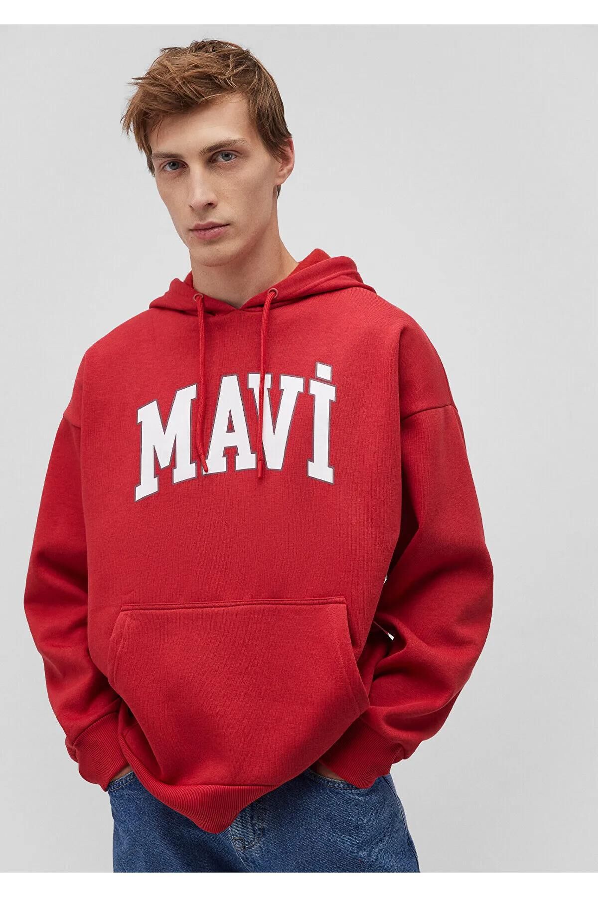MAVİ BASKILI SWEATSHIRT ERKEK HOODIE