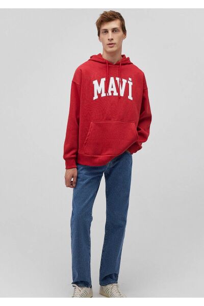 MAVİ BASKILI SWEATSHIRT ERKEK KAPÜŞONLU SWEATSHIRT