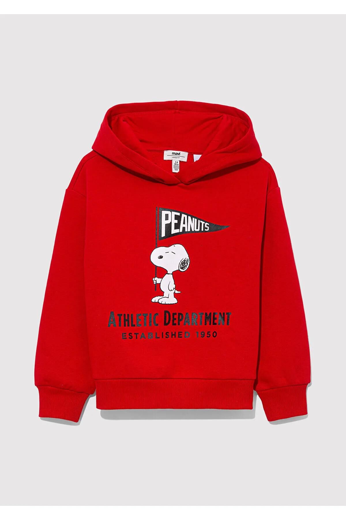MAVİ PEANUTS BASKILI KAPÜŞONLU SWEATSHIRT KIZ ÇOCUK SWEATSHIRT