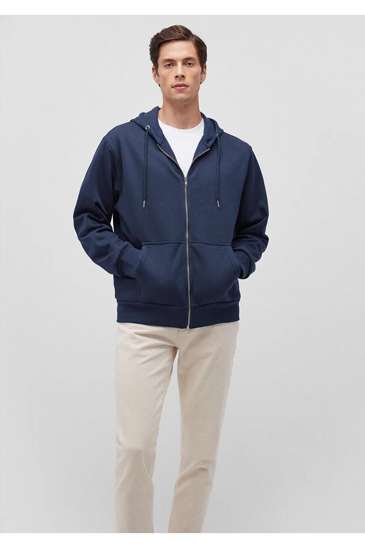 MAVİ KAPÜŞONLU SWEATSHIRT ERKEK SWEATSHIRT