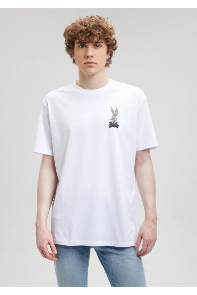 MAVİ BUGS BUNNY BASKILI TİŞÖRT ERKEK PROJE, LİSANS T-SHIRT