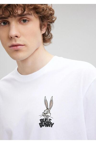MAVİ BUGS BUNNY BASKILI TİŞÖRT ERKEK PROJE, LİSANS T-SHIRT
