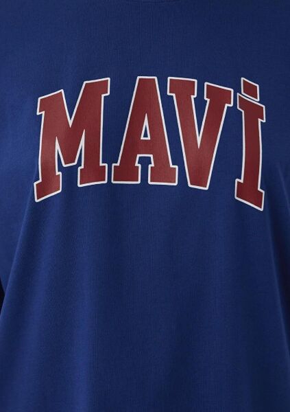 MAVİ BASKILI TİŞÖRT KADIN LOGO T-SHIRT