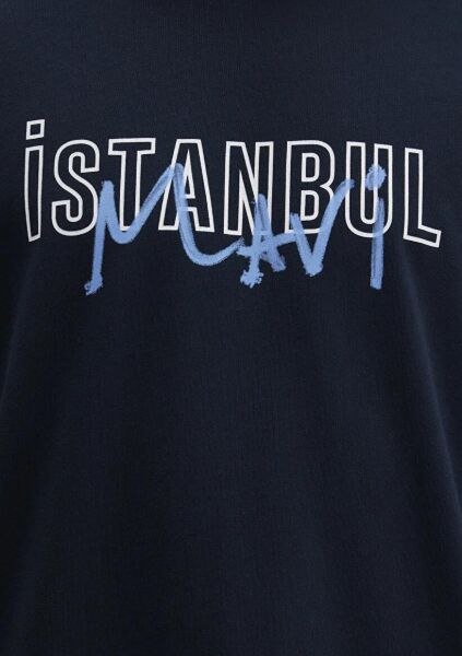 MAVİ İSTANBUL BASKILI ERKEK GRAFİK T-SHIRT