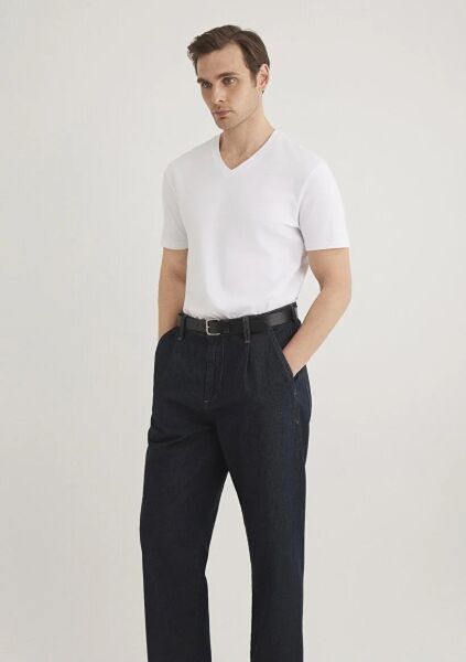 MAVİ STRETCH V YAKA TİŞÖRT ERKEK BASIC, SEMI BASIC