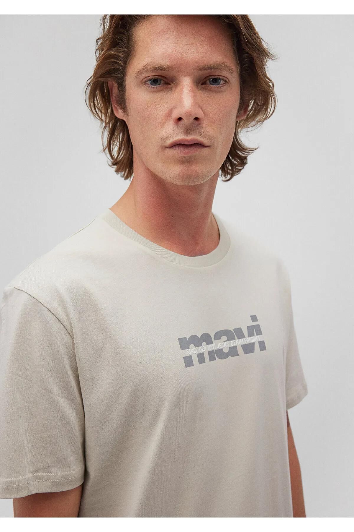 MAVİ BASKILI ERKEK LOGO T-SHIRT
