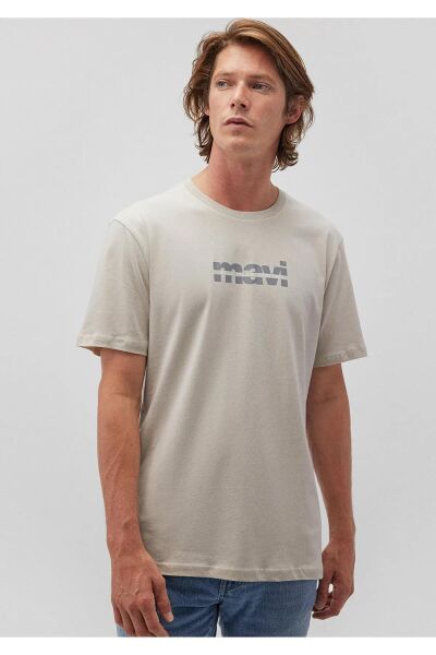 MAVİ BASKILI ERKEK LOGO T-SHIRT