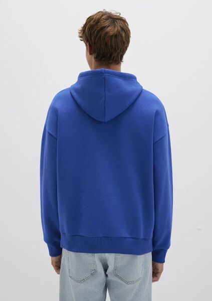MAVİ BASKILI ERKEK KAPÜŞONLU SWEATSHIRT