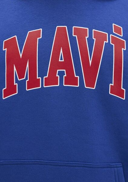 MAVİ BASKILI ERKEK KAPÜŞONLU SWEATSHIRT