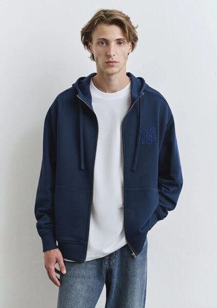 MAVİ MJ FULL ZIP KAPÜŞONLU SWEATSHIRT ERKEK KAPÜŞONLU CEKET
