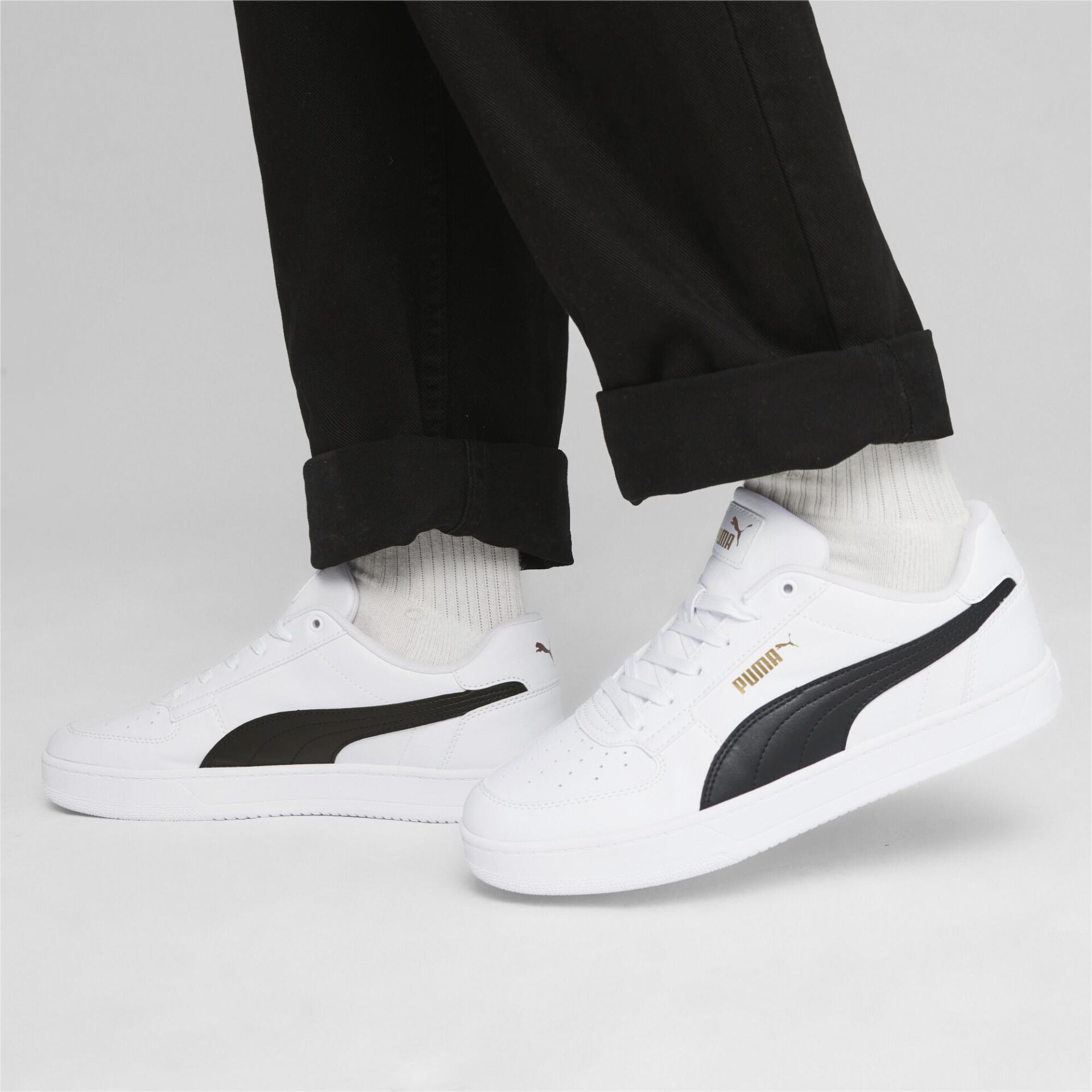 PUMA PUMA CAVEN 2.0 PUMA WHİTE-PUMA BLACK-GOLD UNISEX SNEAKER