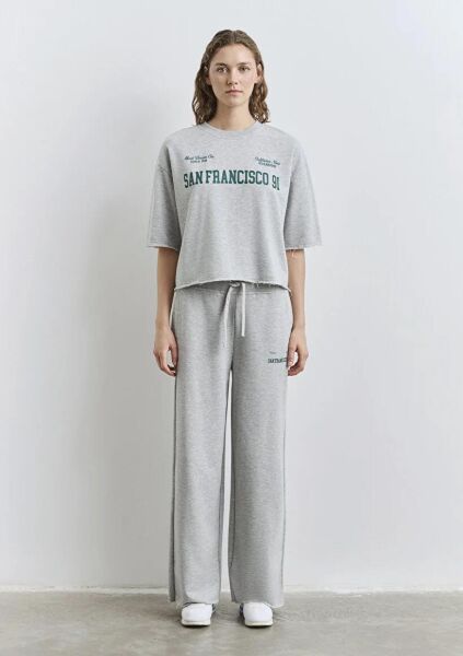 MAVİ KISA KOLLU KADIN 0 YAKA SWEATSHIRT