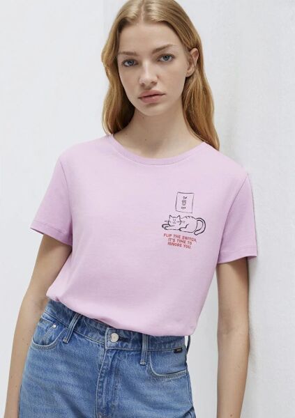 MAVİ KEDİ BASKILI KADIN TİŞÖRT