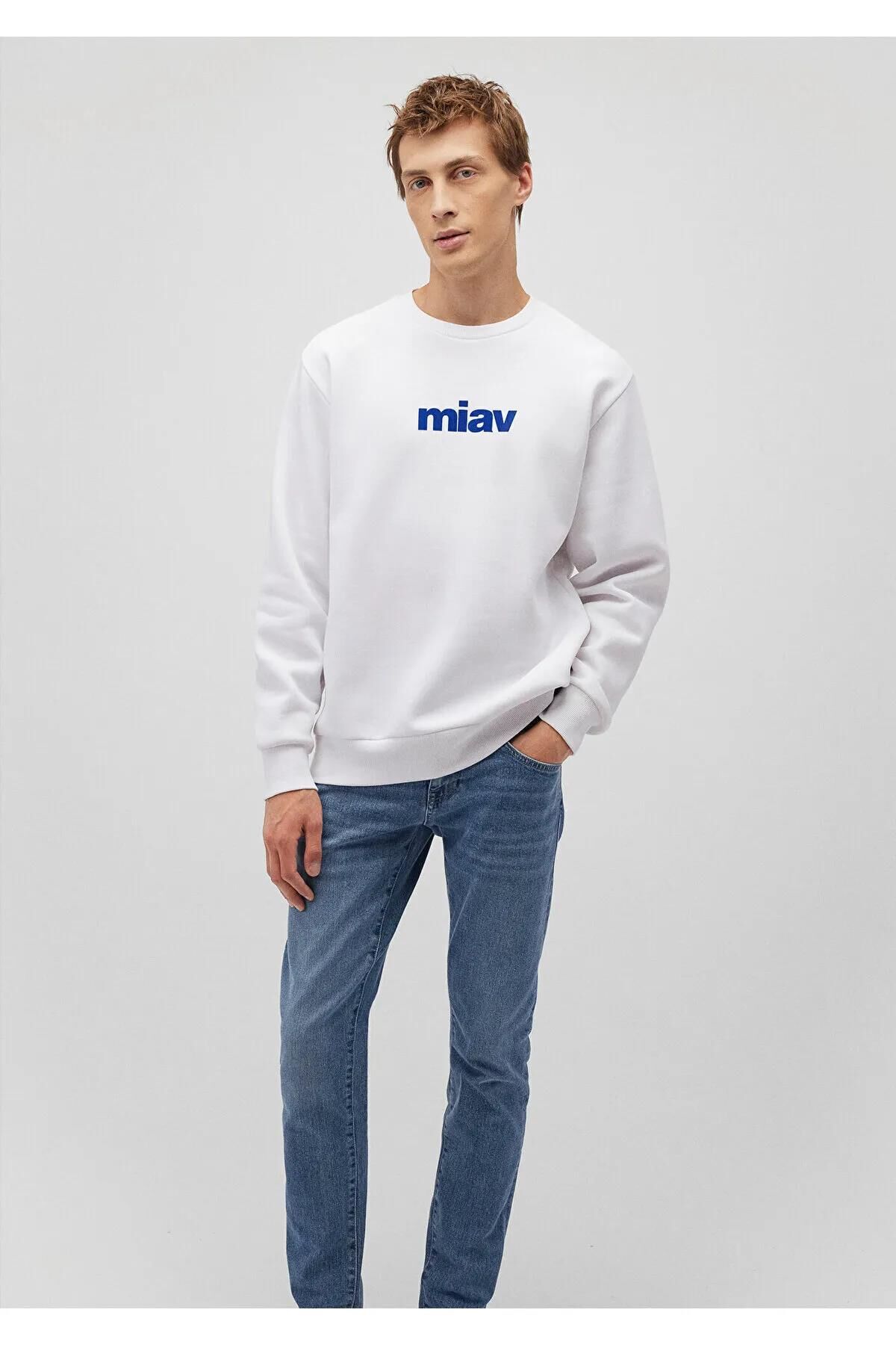MAVİ MİAV BASKILI SWEATSHIRT ERKEK SWEATSHIRT