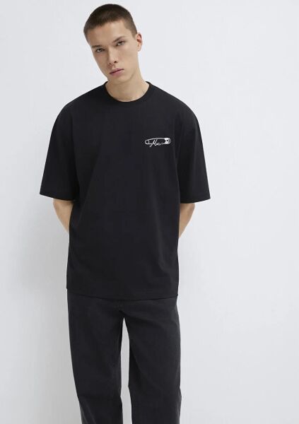 MAVİ BASKILI ERKEK LOGO T-SHIRT