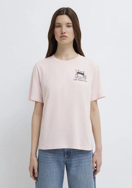 MAVİ KEDİ BASKILI KADIN TİŞÖRT