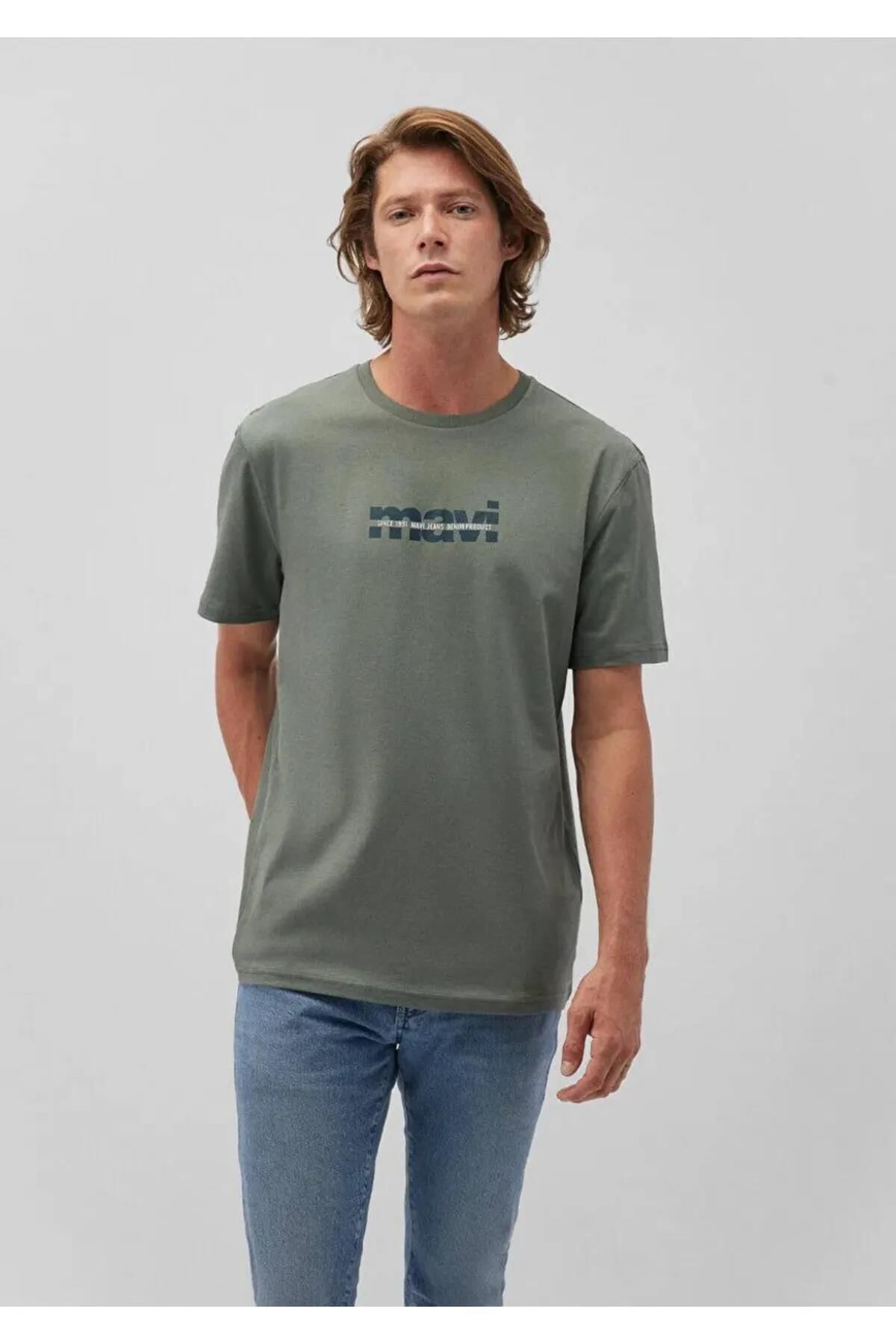 MAVİ BASKILI ERKEK LOGO T-SHIRT