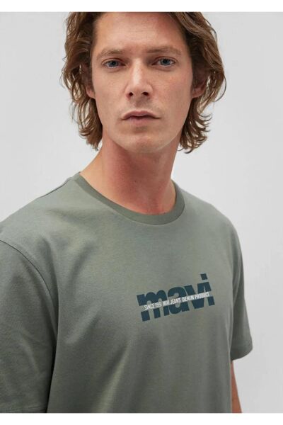 MAVİ BASKILI ERKEK LOGO T-SHIRT