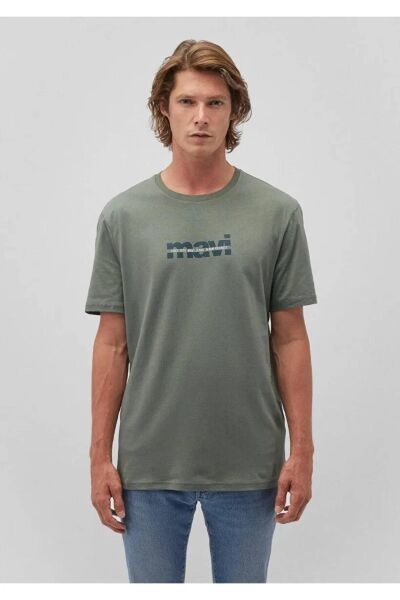 MAVİ BASKILI ERKEK LOGO T-SHIRT