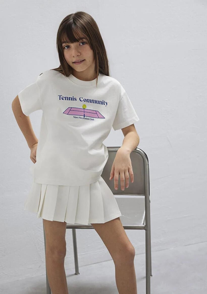 MAVİ KEDİ BASKILI KIZ ÇOCUK TİŞÖRT