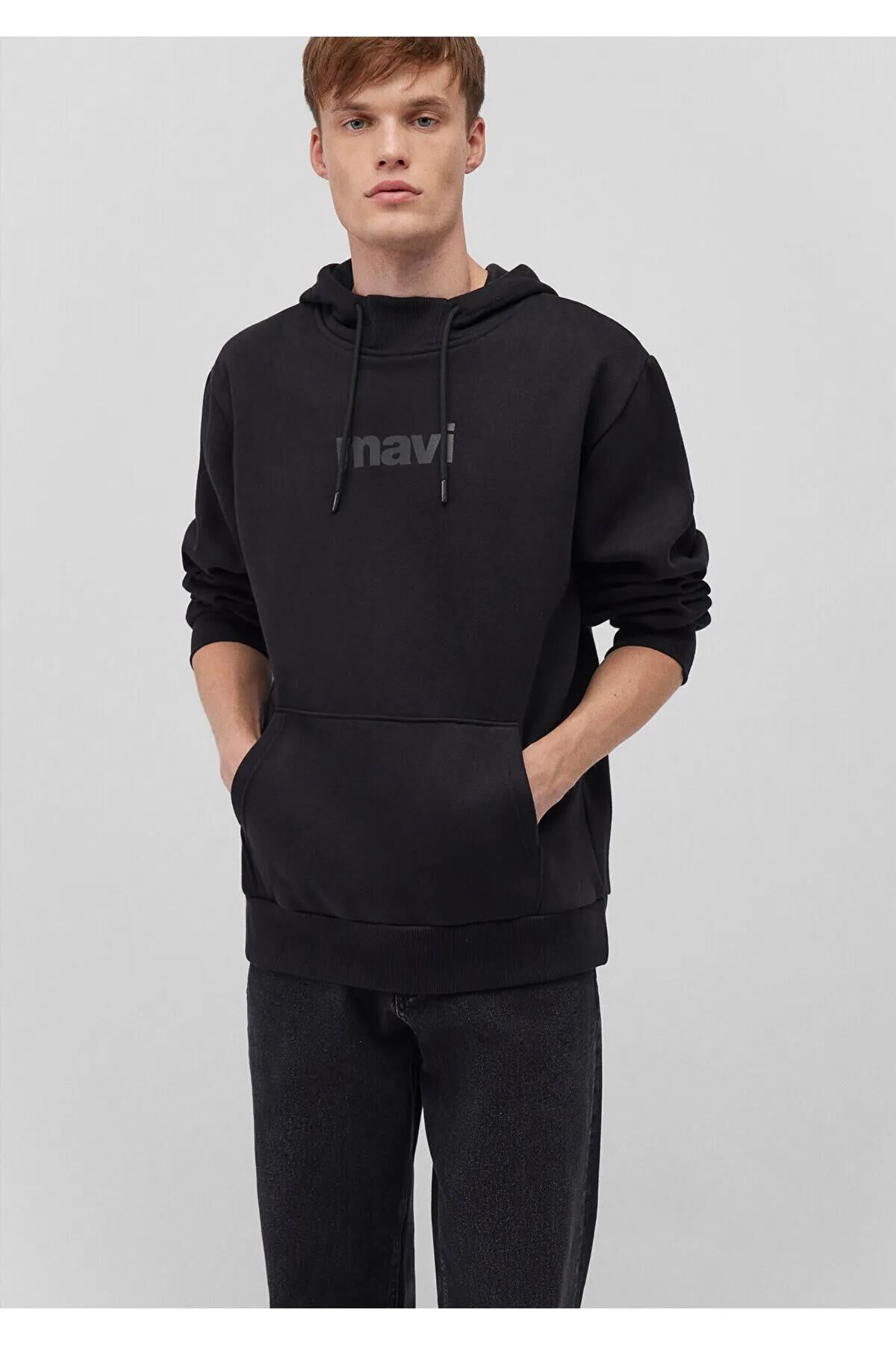 MAVİ MAVİ BASKILI KAPÜŞONLU SWEATSHIRT ERKEK SWEATSHIRT