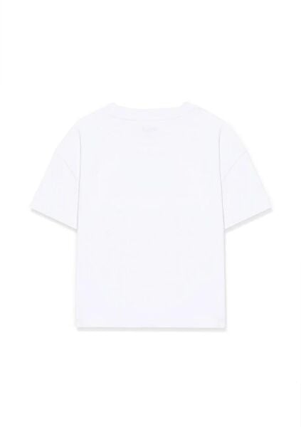 MAVİ MIAV BASKILI CROP TİŞÖRT KIZ ÇOCUK LOGO T-SHIRT