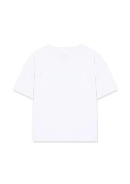 MAVİ MIAV BASKILI CROP TİŞÖRT KIZ ÇOCUKS LOGO T-SHIRT