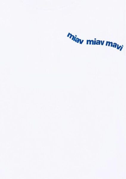 MAVİ MIAV BASKILI CROP TİŞÖRT KIZ ÇOCUK LOGO T-SHIRT