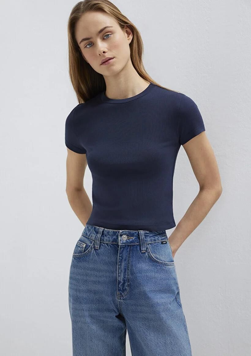 MAVİ YUVARLAK YAKA KADIN BASIC, SEMI BASIC