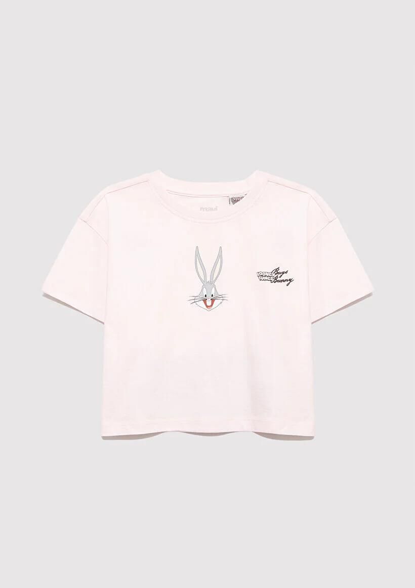 MAVİ BUGS BUNNY BASKILI TİŞÖRT KIZ ÇOCUK PROJE, LİSANS T-SHIRT