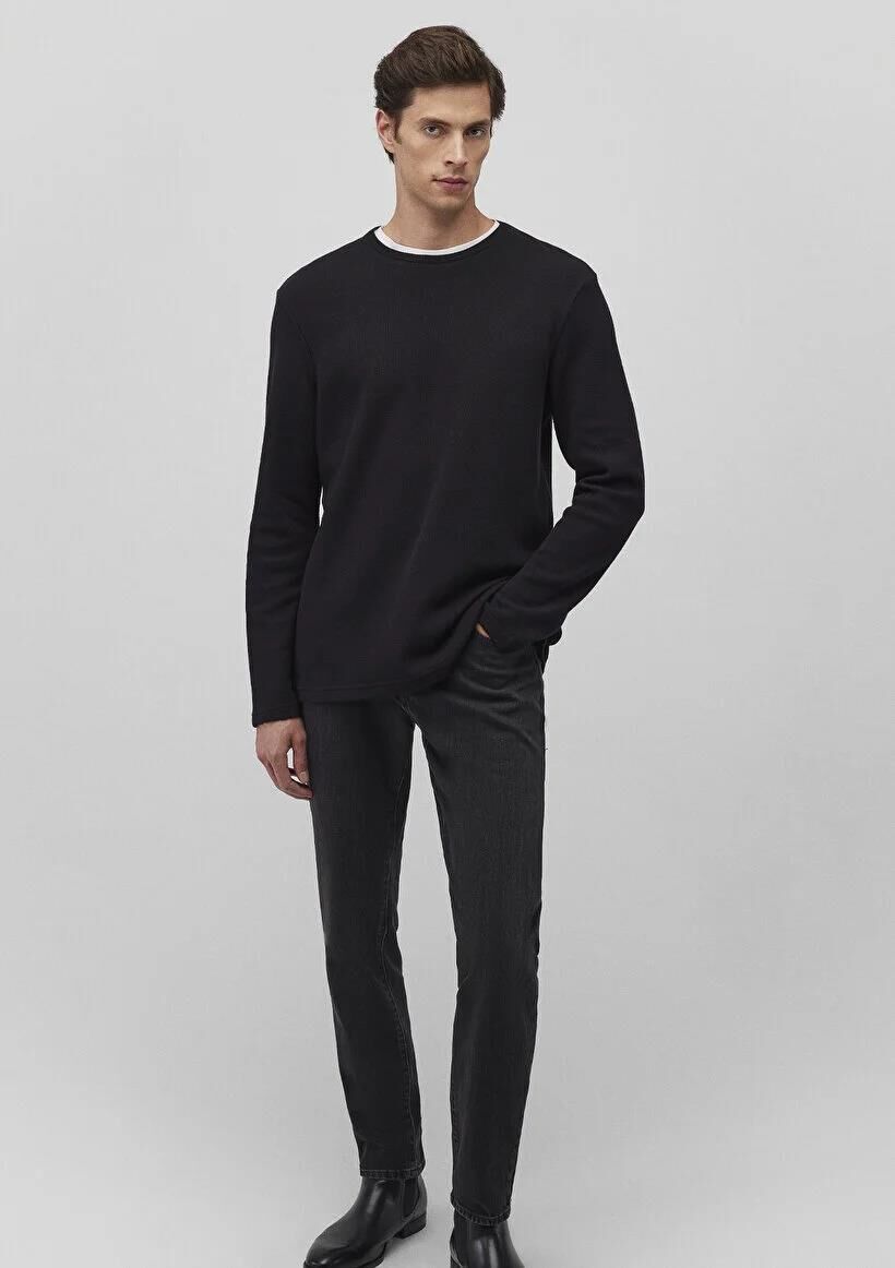 MAVİ UZUN KOL PENYE ERKEK T-SHIRT