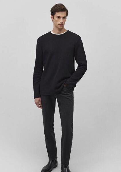 MAVİ UZUN KOL PENYE ERKEK T-SHIRT