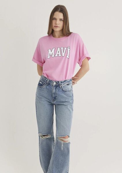 MAVİ MAVİ BASKILI TİŞÖRT KADIN LOGO T-SHIRT