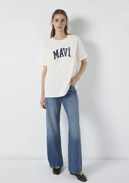 MAVİ BASKILI KADIN T-SHIRT