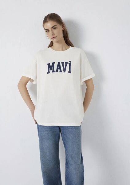 MAVİ BASKILI KADIN T-SHIRT