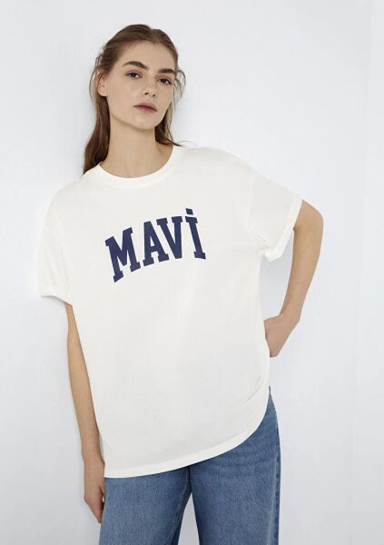 MAVİ BASKILI KADIN T-SHIRT