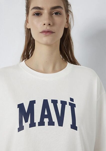 MAVİ BASKILI KADIN T-SHIRT