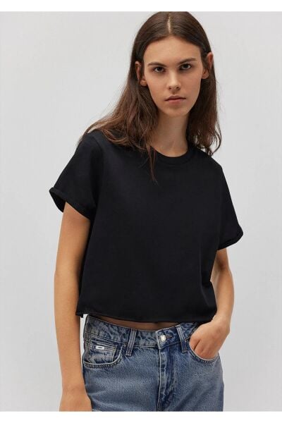 MAVİ YUVARLAK YAKA KISA KOL PENYE KADIN BASIC, SEMI BASIC