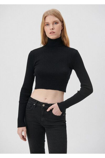 MAVİ DİK YAKA KADIN BASIC KAZAK