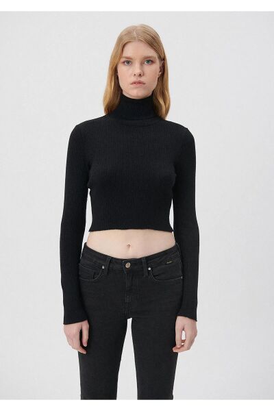 MAVİ DİK YAKA KADIN BASIC KAZAK