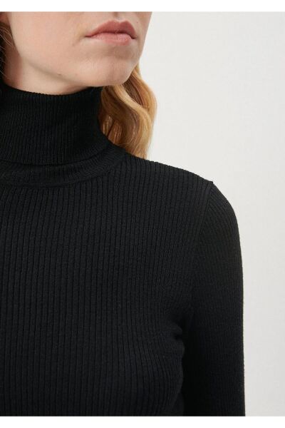 MAVİ DİK YAKA KADIN BASIC KAZAK