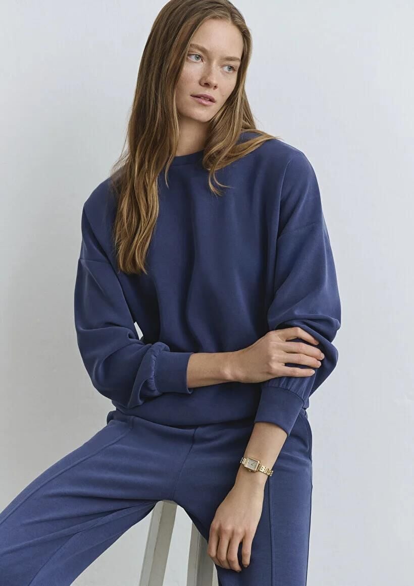MAVİ OVERSİZE KADIN SWEATSHIRT