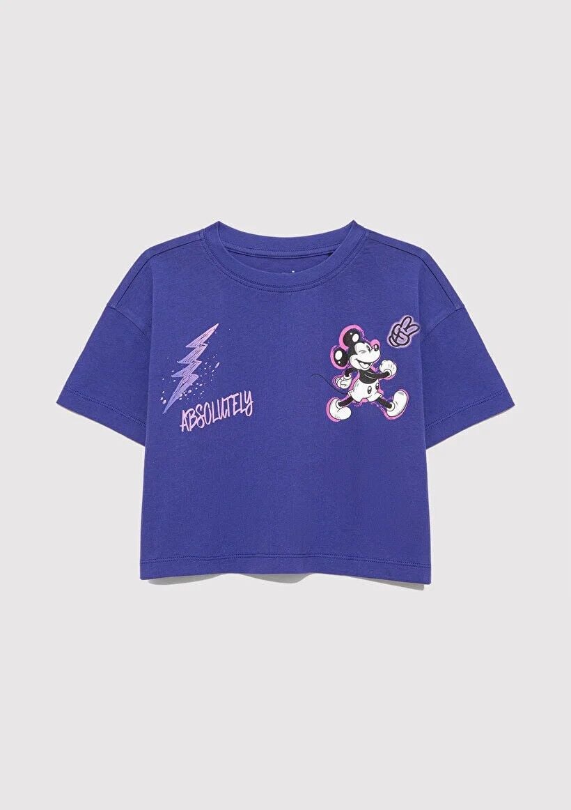MAVİ MICKEY BASKILI TİŞÖRT KIZ ÇOCUK PROJE, LİSANS T-SHIRT