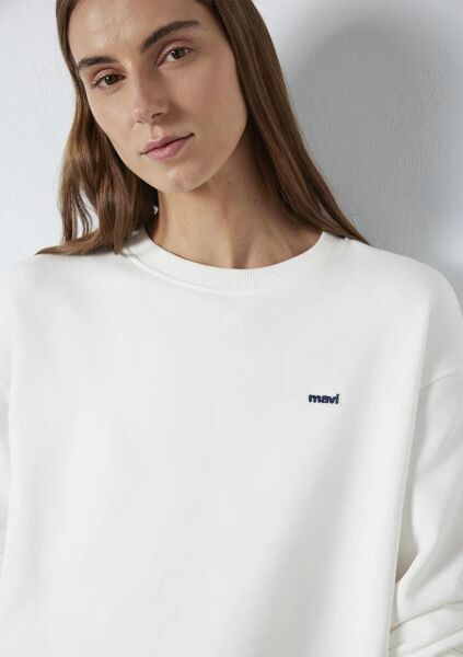 MAVİ LOGO BASKILI KADIN SWEATSHIRT