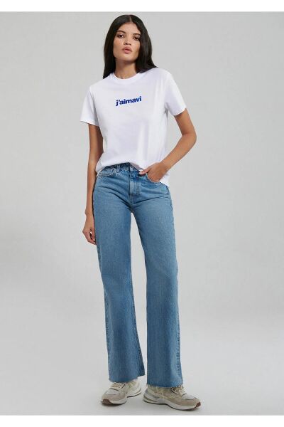 MAVİ BISIKLET YAKA LOGO TİŞORT KADIN LOGO T-SHIRT