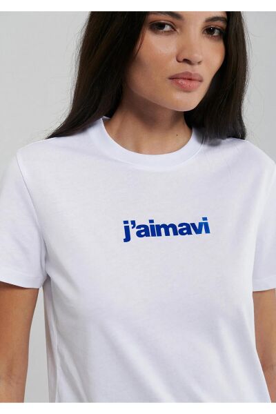 MAVİ BISIKLET YAKA LOGO TİŞORT KADIN LOGO T-SHIRT