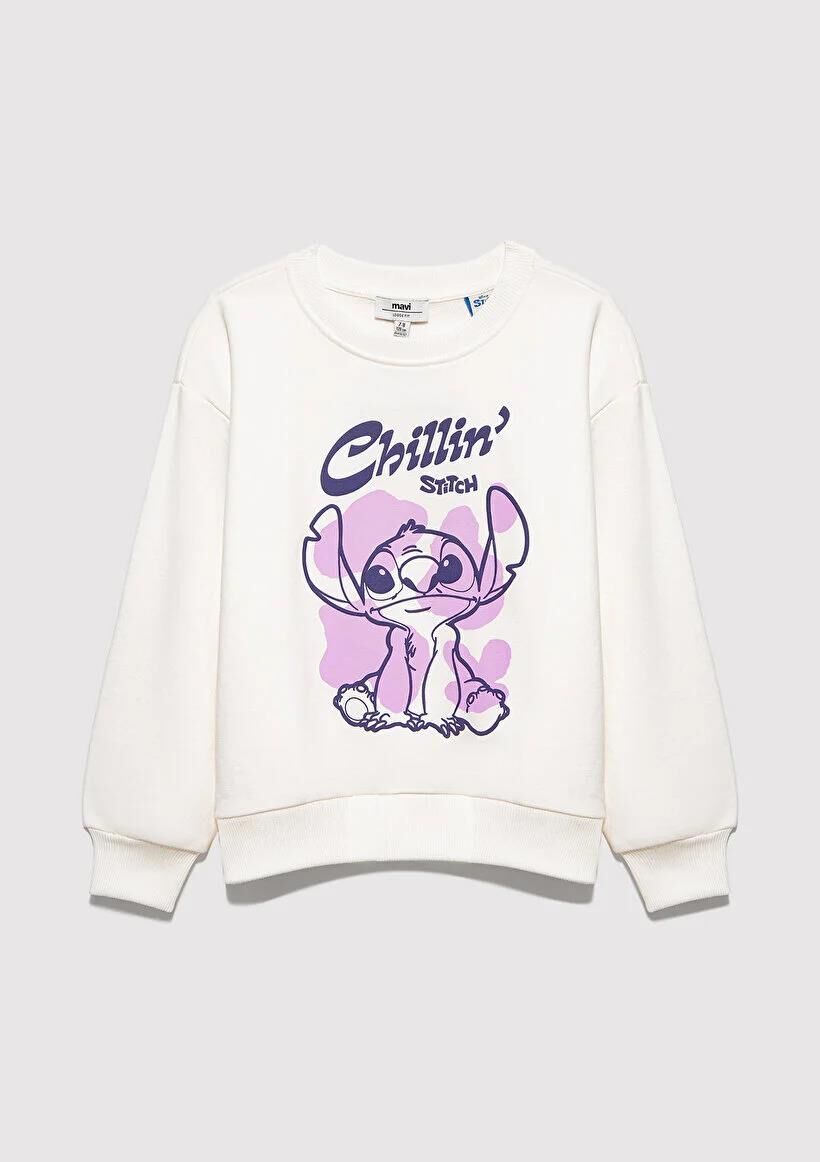 MAVİ STITCH CHILLIN' BASKILI KIZ ÇOCUK SWEATSHIRT