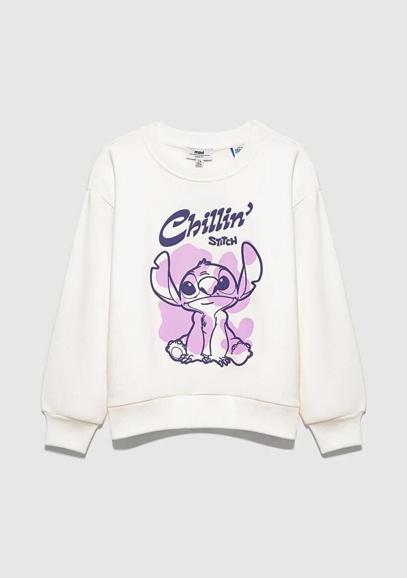 MAVİ STITCH CHILLIN' BASKILI KIZ ÇOCUK SWEATSHIRT