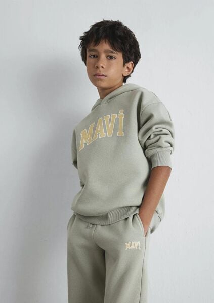 MAVİ MAVİ BASKILI ERKEK ÇOCUK KAPÜŞONLU SWEATSHIRT